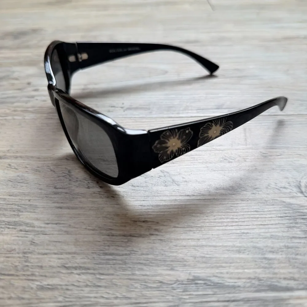 Solize by Del Sol Floral Rhinestone Sunglasses Brown Gradient Y2K Glam